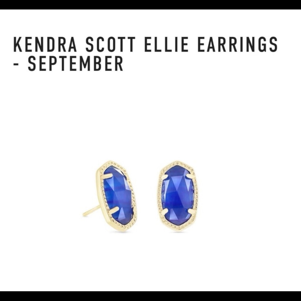 New Kendra Scott ellie Gold  Earrings In Blue Cat's Eye